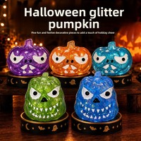 Nouveau Jouet Squishy Tête de Citrouille d'Halloween en Gros, Paillettes Brillantes, Rebond Lent, Jouet à Presser Créatif Anti-Stress