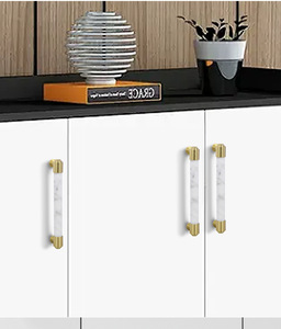Tirador en forma de T pequeño de latón puro y mármol natural para armario, cajón, gabinete o baño de lujo nórdico europeo de alta gama - Product Image 5