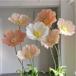 Flores Artificiales de Amapola de Seda Gigantes Blancas para Bodas al por Mayor, Exhibición Floral Moderna para Tiendas de Bodas - Product Image 5