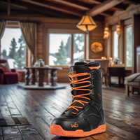 Bottes de snowboard noires avec accents rouges, bottes de ski imperméables pour adultes toutes saisons à haute adhérence