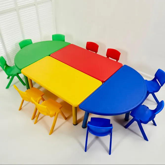Kindergarten Furniture Good Quality Combination Height Adjustable Nursery Furniture School Desk Set Plastic Chair Carton Box