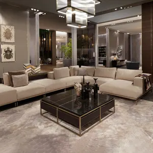 Sofá de couro de luxo moderno, grande conjunto de sofá de couro de alta qualidade de design italiano moderno em forma de l sofá de canto