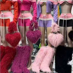 Wholesale Fashion <b>High</b> Quality Western Over-the-<b>Knee</b> Fuzzy Luxury Fluffy Women's Tall <b>Boots</b> Autumn Winter Slip-On - Product Image 2