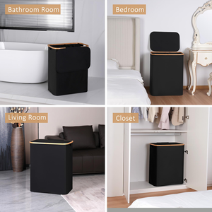 Cesto de Ropa Plegable de Bambú de Gran Capacidad para Uso Familiar, Solución de Almacenamiento Práctica para las Necesidades Diarias de Lavandería - Product Image 2
