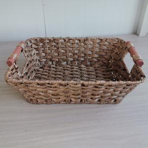 Cesta de Almacenamiento Rectangular de Mimbre con Espejo Cruzado, Marrón Grisáceo, con Asa, para Organizar el Hogar, Dormitorio o Balcón - Product Image 3