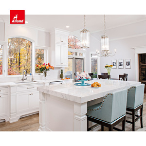 Allandcabinet màu trắng tinh khiết ngà Matte sơn mài kết thúc vừa tủ bếp với đảo - Product Image 1