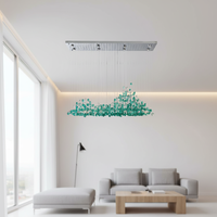 Plafonnier LED moderne de luxe pour hôtel, finition acier chromé et verre coloré, personnalisable, verre artistique, température de couleur réglable, montage en surface