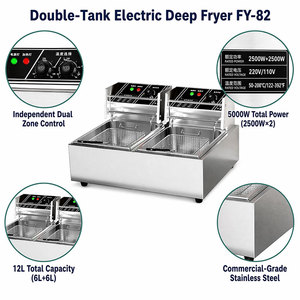 <span class=keywords><strong>Friteuse</strong></span> électrique double cuve 12L en acier inoxydable pour comptoir, idéale pour les frites de restaurant - Product Image 4