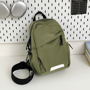 Nylon Sling <b>Bag</b> <b>Small</b> Lightweight Zipper Closure Embossed Logo All Seasons Daily Use Crossbody Backpack With Pendant - Product Image 3