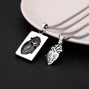 Nueva llegada de acero inoxidable forma cardíaca pareja collar <span class=keywords><strong>Rock</strong></span> inspirado Telesthesia corazón colgante collar para amantes - Product Image 1
