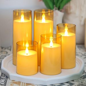 Christmas LED <b>Candle</b> Flameless Remote Control Swinging Flame Wax <b>Candle</b> with Glass Cover Home Decoration Festive Diwali - Product Image 3