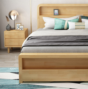 Full <b>Solid</b> <b>Wood</b> <b>Bed</b> Bedroom White 1.8m Double Modern Contracted Small Family 1.5m Single TM-912 Factory Wholesale Modern Upholst - Product Image 6