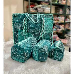 Floral Print Washable 100% Cotton with Quilting Soft Handle Multi-Function Cosmetic <b>Organiser</b> Bag for women - Product Image 4