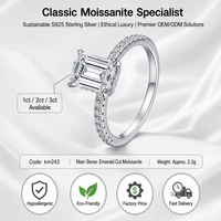 "Mirror-Step" Brillanz: Smaragdschliff Moissanit-Ring S925 Silber - 1ct 2ct 3ct Verfügbar für # QuietLuxury Private Label