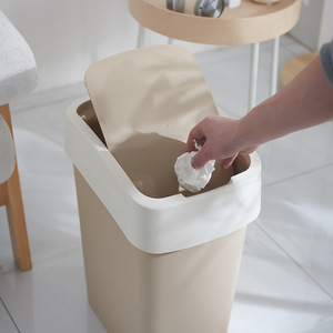 Square Flip Lid Waste Bin 25L Kitchen Bathroom Indoor Use Nordic Golden Sky Grey Black - Product Image 2