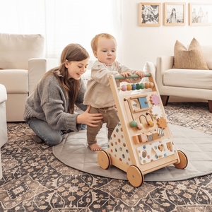 Centro Attività Montessori in Legno con Carrello e Giocattoli per Bambini, Velocità Regolabile, con Cristalli - Product Image 6