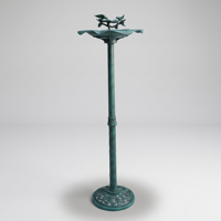 Bain d'oiseaux sur pied haut en résine, style Art Déco, anti-corrosion, écologique, à énergie solaire, résistant aux intempéries, pour extérieur, avec finition verdigris antique