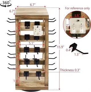 Soporte de exhibición de joyería de madera de color roble personalizado 42 ganchos extraíbles para tienda de pendientes y jaulas de almacenamiento - Product Image 3