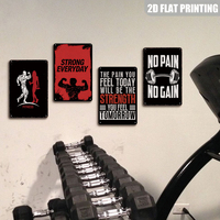 Letrero Metálico Plano para Gimnasio, Impresión 2D, Decoración de Pared con Silueta Motivacional para Entrenamiento, para el Hogar, Gimnasio, Garaje, Sala de Entrenamiento