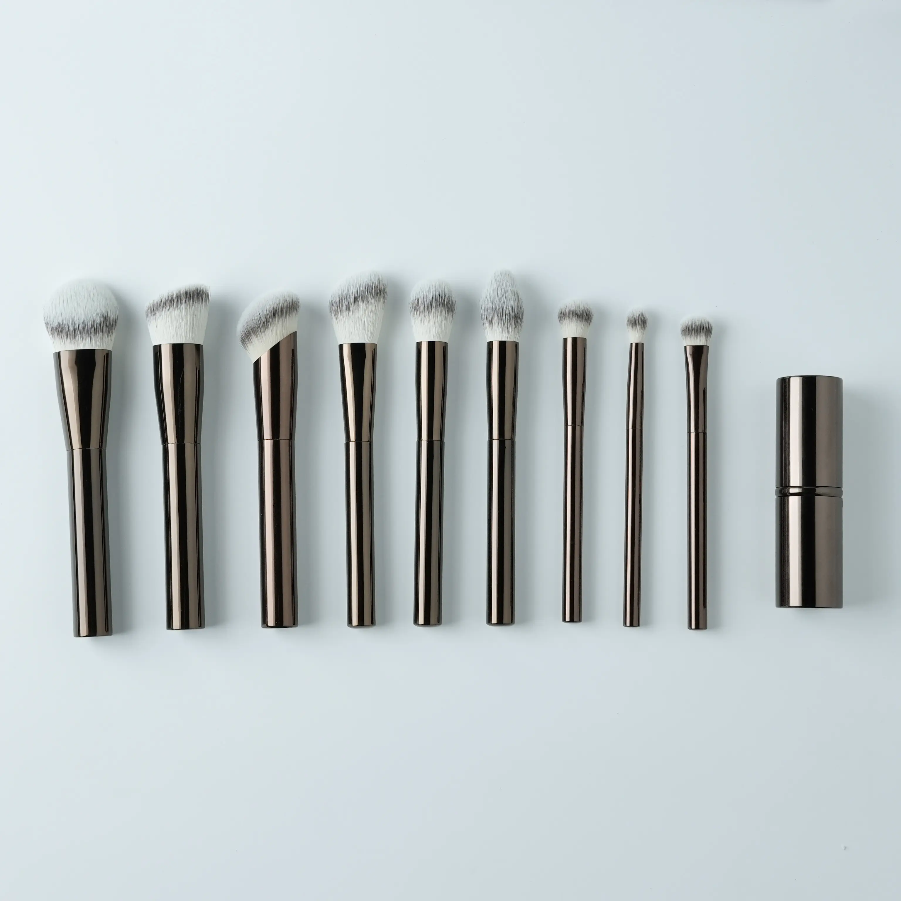 BEILI neu eingetroffen protabel reise 10pcs makeup pinsel set brauner holzgriff premium synthetische grundierung lidschatten pinsel kit