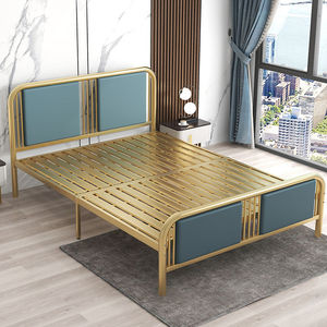 Современная кровать из кованого железа утолщенная металлическая кровать спальня двуспальная кровать - Product Image 1