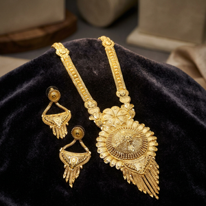 ขายส่งเครื่องประดับแฟชั่นทองชุบ 14K 18K 24K ลายดอกไม้สไตล์อินเดีย สร้อยคอแบบโซ่สำหรับผู้หญิง งานแต่งงาน เครื่องประดับทองเหลืองชุบทอง - Product Image 3