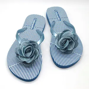 Pretty flower decoration summer RUBBER THONGS for women