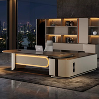 Bureau de direction moderne de luxe en forme de L, style Flute, pour manager, PDG, patron, table d'ordinateur pour usage personnel