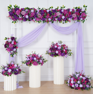 Kit Floreale Artificiale Viola Scuro e Fucsia per Matrimoni, Fiori per Archi e Pilastri <span class=keywords><strong>Romani</strong></span> per Sfondo di Benvenuto - Product Image 2
