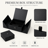 Boîte cadeau magnétique à double porte en carton rigide de luxe, laminage mat, gaufrage, recyclable, emballage personnalisable, logo personnalisé