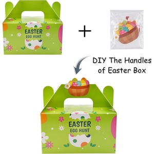 Decorative gift boxes, colored <b>paper</b> bags with <b>patterns</b> of egg rabbits and chickens, can be customized according to demand - Product Image 3