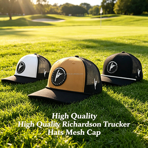 Casquettes de camionneur Richardson 112 à dos en maille, 6 panneaux, avec patch en cuir brodé, logo personnalisé pour le golf et les sports - Product Image 1