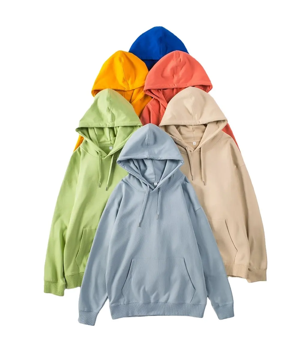 Boutique hooded sweatshirt 100% cotton 330gsm multiple colors optional casual sports hooded sweatshirt dropped shoulder design