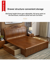 Lit Double en Bois Massif de Luxe pour la Maison, Grand Lit Queen-Size 1.8m, Meuble de Chambre Moderne et Économique, Lit King-Size 2m