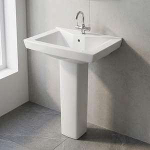 White Porcelain Modern Art Wash <b>Basin</b> with Full Pedestal Designer Bathroom Sanitary Ware - Product Image 6