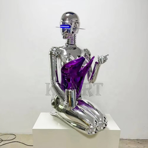 Sculpture de déesse mécanique Robot lumineux féminin en fibre de verre grandeur nature Oeuvre abstraite moderne ornant le décor du salon - Product Image 1