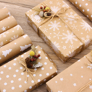 5 Pezzi di Carta da Regalo Kraft Vintage con Albero di <span class=keywords><strong>Natale</strong></span> e Fiocchi di Neve, Riciclabile, per Regali Festivi, Confezioni Fai-da-Te, Decorazioni per Feste - Product Image 6
