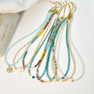 Collier de perles de cristal mélangées 2-3mm, multicolore, pierres précieuses, perles d'eau douce, ras-de-cou, vente en gros, empilable, personnalisable, cadeau tendance - Product Image 4