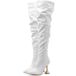 Bottes d'hiver montantes pour femme 2026 avec jambes affinées, talon aiguille et talon fin en forme de verre à vin, bout pointu - Product Image 4