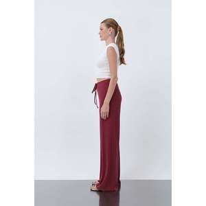 Pantalon large côtelé pour femme, taille haute, en tricot respirant - Product Image 2