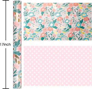 Papier cadeau haut de gamme en aluminium imprimé fleurs de pavot oriental pour les fêtes prénatales et la fête des Mères - Product Image 6