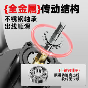 รอกตกปลาโลหะทั้งหมด แบบหมุนมือขวา สำหรับตกปลาทะเลและตกปลาหิน พร้อมด้ามจับสีแดงและดีไซน์รังผึ้ง - Product Image 4