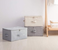 Empilés Pliant Boîte De Rangement avec Couvercle Gris Foncé grand panier de rangement