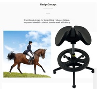 Fauteuil médical dentaire moderne ergonomique inclinable avec tabouret à selle divisée réglable en hauteur pivotant avec roulettes et anneaux de repose-pieds
