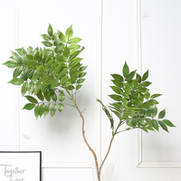 Tiges artificielles en latex, brindilles et feuilles vertes, faites à la main, légères, style naturel, décoration pour la Journée de la Terre, branche en bois laqué