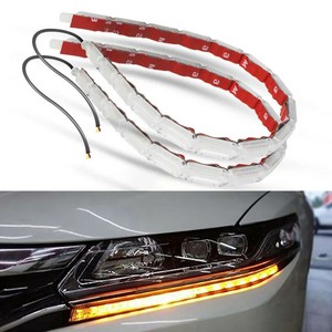 2pcs Crystal <strong>DRL</strong> Led <strong>Lights</strong> <strong>Daytime</strong> <strong>Running</strong> <strong>Light</strong> Flowing Turn Signal <strong>Light</strong> Headlight White Amber Lamp Flexible Car Led Strip - Product Image 1