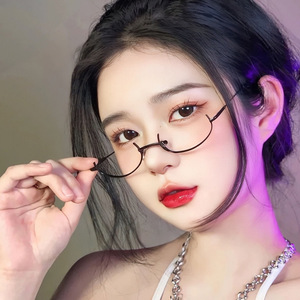 แว่นตาขอบต่ำมานยูสำหรับผู้หญิง สไตล์ญี่ปุ่น ซอฟท์เกิร์ล ไร้กรอบ กรอบแว่นตาโลหะตกแต่งสไตล์อนิเมะ T53 - Product Image 1