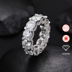 2 Karat 8,0 mm Hauptstein Moissanit-<span class=keywords><strong>Ring</strong></span> für Herren, 18K vergoldeter <span class=keywords><strong>Ring</strong></span> aus 925er Sterlingsilber im Hip-Hop-Stil - Product Image 1
