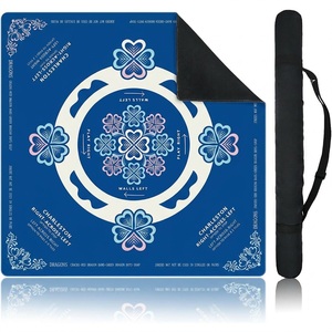 Tapis de Mahjong Moderne de Luxe Monogrammé Chinoiserie - 32,5x32,5 Pouces, en Microfibre et Caoutchouc Naturel, Portable, Pliable, Écologique - Product Image 1