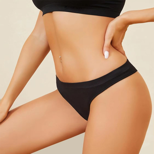 شعار مخصص المرأة سلس سراويل منخفضة الارتفاع بالإضافة إلى تي الظهر النساء القطن مشروط - Product Image 5